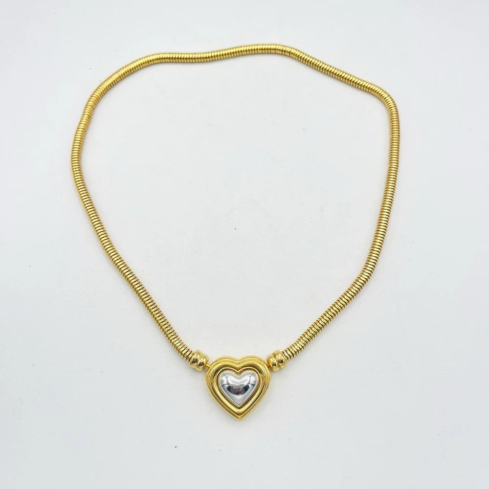 Vintage Joan Rivers Heart Necklace Gold Silver Interchangeable 1 Pendant Chain